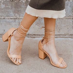 LULUS kaira beige lace-up heels